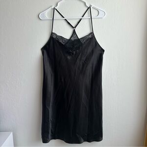 Linea Donatella Black Lace Chemise Slip Dress